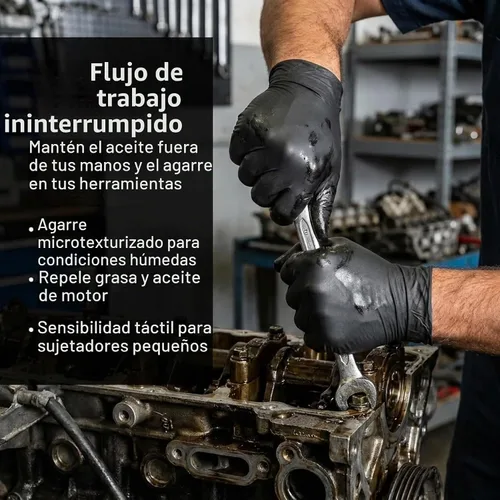 Vista 4 de Volt 6 Mil Black Nitrile Disposable Glove - Micro Texture Grip