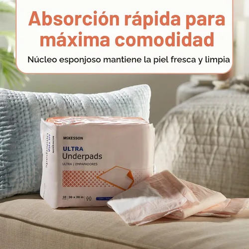 Vista 4 de McKesson Ultra Underpad, incontinencia, gran absorción, 30 x 30 pulgadas, 10