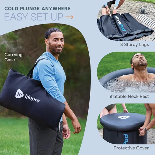 Vista 8 de LifePro NordPod - Tina de hielo de recuperación – Tina de inmersión fría portátil para recuperación de baños de hielo y terapia de agua fría