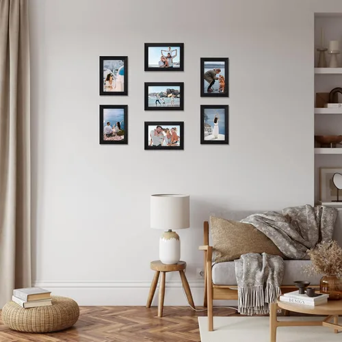Vista 4 de Giftgarden - Juego de 7 marcos para fotos de 4 x 6 pulgadas, color negro, marcos para fotos de 4 x 6 pulgadas para pared o mesa