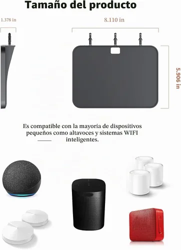 Vista 2 de Estante universal de montaje en pared para enrutador WiFi Google, color negro