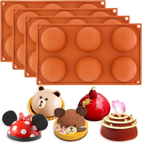 Vista 15 de FUNSHOWCASE Mini molde de silicona para caramelo de chocolate con cúpula hemisferio, 2 unidades, 24 cavitas