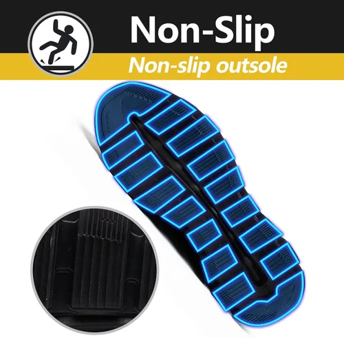 Vista 5 de SUADEX Zapatos de punta de acero para mujeres y hombres, zapatos de seguridad antideslizantes, transpirables, ligeros, a prueba de pinchazos