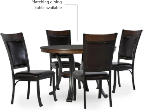 Vista 6 de Powell Furniture Franklin - Juego de 2 sillas de comedor de metal y piel sintética con clavos acentuados en madera, color marrón oscuro