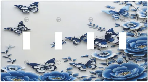 Vista 143 de Decorative Outlet Covers Blue Background White Cat Daisy Floral 2-Gang 1-Gang Wall Plate Single Toggle/Rocker Farmhouse Style Light Switch Covers
