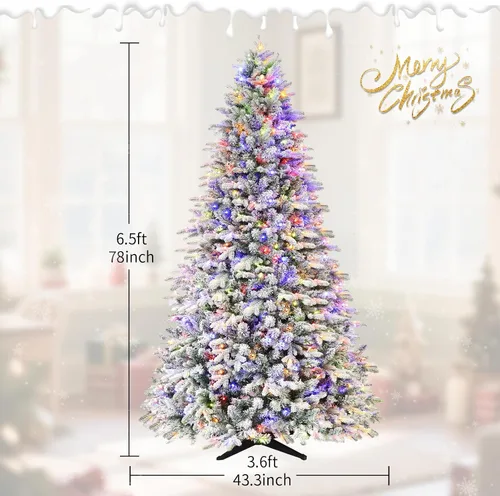 Vista 2 de Árbol de Navidad preiluminado de 6.5 pies, árbol de Navidad Blanco