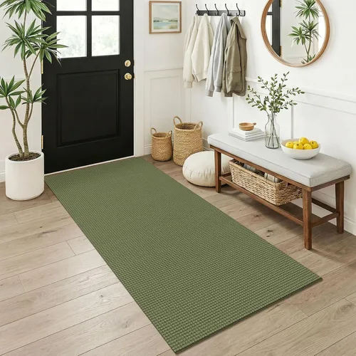 Vista 183 de KOZYFLY - Tapete para puerta de interior, lavable, pequeña, antideslizante, con respaldo de goma, felpudo de algodón para el hogar, color negro
