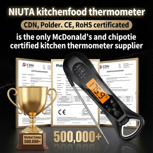 Vista 3 de Therm Pro® Chef - Termómetro digital para carne, lectura instantánea de 1 segundo, certificado NIST® con precisión de ± 0.5 ℉, pantalla LED ultra