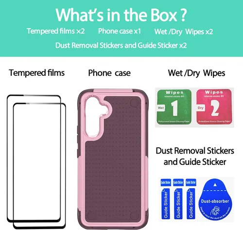 Vista 208 de Jeylly Compatible con Samsung Galaxy A22 5G Funda, Funda Samsung A22 5G con 2pcs protectores de pantalla de vidrio templado