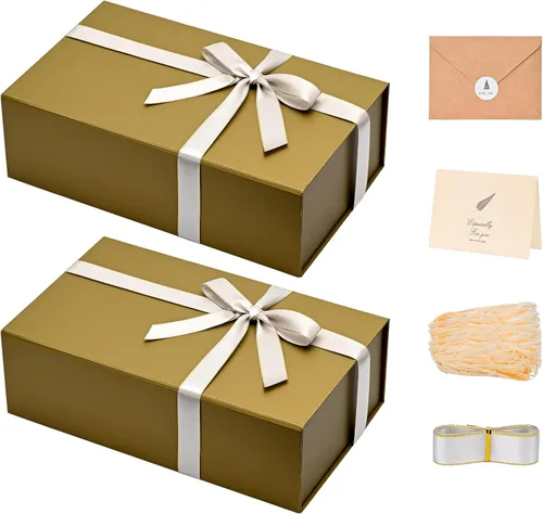 Vista 29 de LIFELUM Square Gift Box with Magnetic Lid, Card, Sticker, Ribbon, Shredded Paper Filler for Business, Wedding, Birthdays