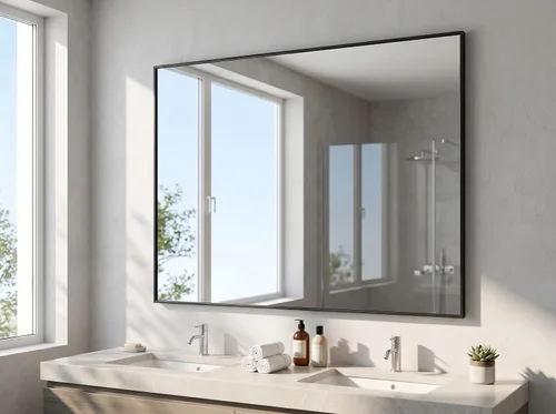 Vista 17 de BEAUTYPEAK Espejo de pared rectangular dorado de 24 x 36 pulgadas con marco de metal, se cuelga horizontal o vertical para sala de estar