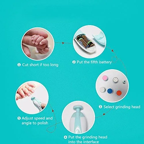 Vista 3 de Multifuncional Infant Boys Girls eléctrico Grinder de uñas Nail Trimmer Clipper Kids Nail Care conjuntos Manicura Herramientas, Rosado claro, 100