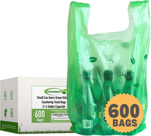 Vista 9 de Bolsa de plástico biodegradable negra para camisetas (600 unidades) Bolsas multiusos compatibles con Arm & Hammer, bolsas multiusos para latas