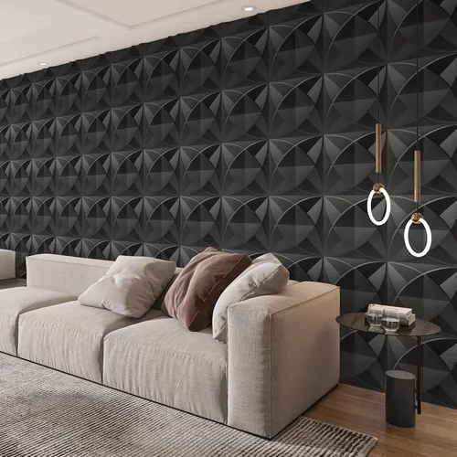 Vista 5 de Art3d Paneles decorativos texturizados de PVC 3D para decoración de paredes interiores en sala de estar, dormitorio en negro, paquete de 33