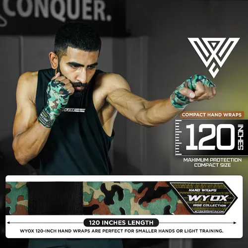 Vista 4 de WYOX Boxing Hand Wraps Inner Gloves, Elasticated Thumb Loop Bandages Mexican Style Under Mitts Wrist Wrap Protection Muay Thai MMA Kickboxing