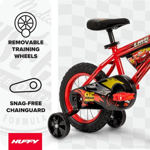 Vista 3 de Huffy Disney and Marvel 12/16 Inch Boys Bikes, Multiple Color Options Rojo Rayo McQueen