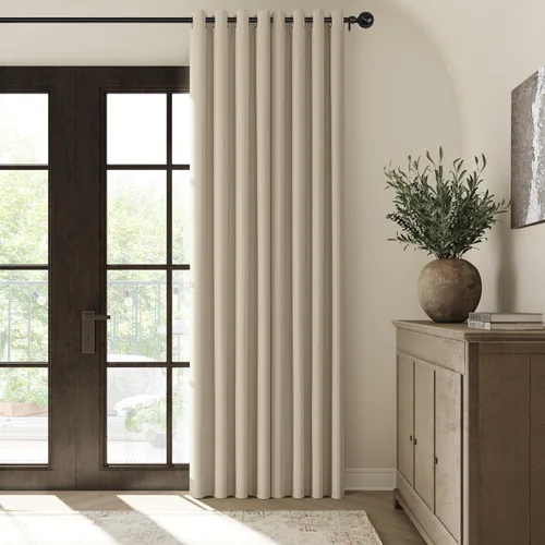 Vista 22 de ChrisDowa Cortinas 100% Opacas de Abedul Sólido de 45 Pulgadas de Largo, 2 Paneles para Dormitorio y Sala de Estar, Estilo Granja Oscurecedoras