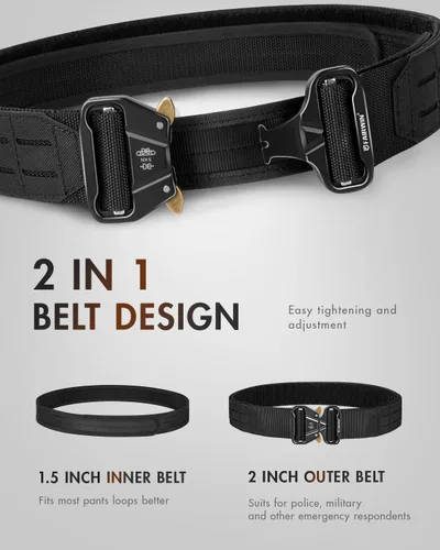 Vista 2 de Cinturón táctico Balttle de 2 pulgadas, cinturón de combate de guerra Molle Rigger con hebilla de liberación rápida para hombres