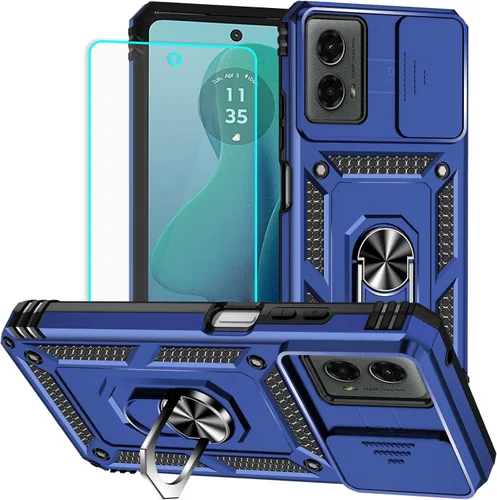Vista 21 de Funda para Moto G 5G 2022 con protector de pantalla: resistente, soporte giratorio de grado militar 360, funda protectora a prueba de golpes