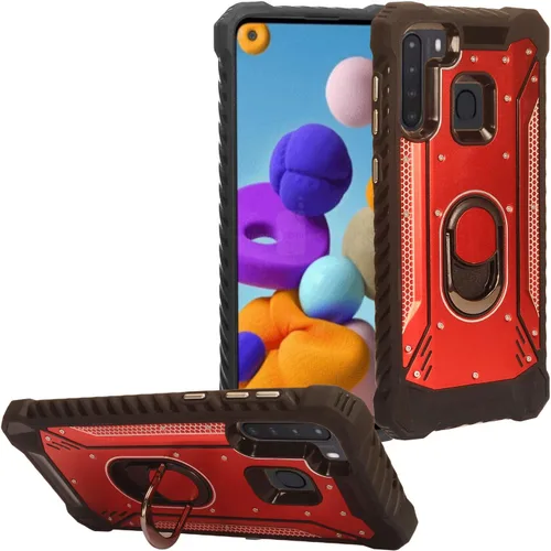Vista 15 de Para Samsung Galaxy A21 (SM-A215) - Funda para teléfono con soporte de anillo - RS2 Gris RS2 Negro/Gris