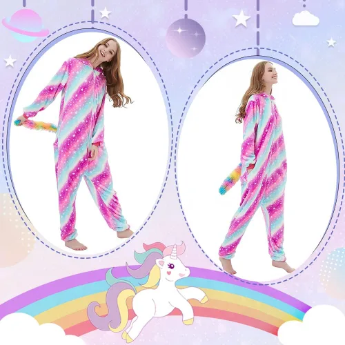 Vista 4 de UVIPC Pijama mameluco de Navidad para adultos, tiburón, caricatura, gris, azul, rosa, fiesta de Navidad, cosplay, pijama, ropa de dormir