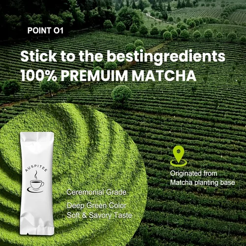 Vista 2 de Polvo de té verde matcha orgánico de una sola cuenta, polvo de matcha ceremonial orgánico en un solo paquete – bolsas individuales de matcha (15)