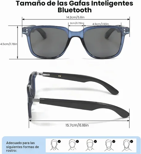 Vista 9 de Lentes inteligentes de traducción AI con GPT de chat para hombres y mujeres, gafas de sol Bluetooth 5.4 con traductor en 100 idiomas y acentos, Gris