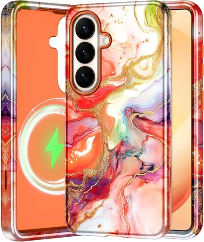 Vista 49 de Btscase para Samsung Galaxy S25, [Probado contra caídas de grado militar] Funda protectora de diseño de patrón de mármol, resistente, delgada
