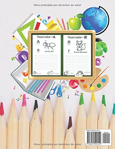 Vista 2 de Practica de escritura a mano - Libro de trabajo Rastreo de letras Rastreo de letras-Alfabeto de escritura a mano para niños Leer, escribir
