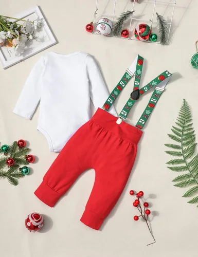 Vista 5 de KANGKANG My First Christmas Baby Boy - Conjunto de 2 piezas para bebé de Navidad pantalones de reno