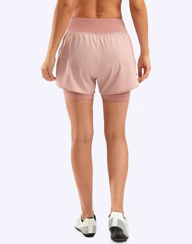 Vista 3 de Bikewa Pantalones cortos de ciclismo de montaña para mujer, acolchados en 4D, con bolsillos con cremallera