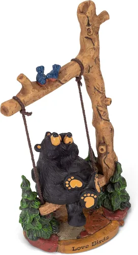 Vista 5 de DEMDACO Bearfoots by Jeff Fleming Love Birds Midnight Black - Figura coleccionable de mesa de resina fundida a mano, 9 x 6 pulgadas