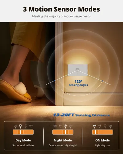 Vista 4 de wowatt Luz de escalera recargable con sensor de movimiento, luces de noche blancas con montaje magnético, luces de escalera regulables para Blanco
