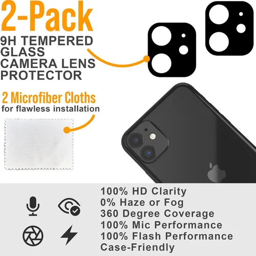 Vista 5 de Scooch Protector de pantalla 5 en 1 para iPhone 11 (paquete de 3) con protector de lente de cámara (paquete de 2) vidrio templado 9H de alta