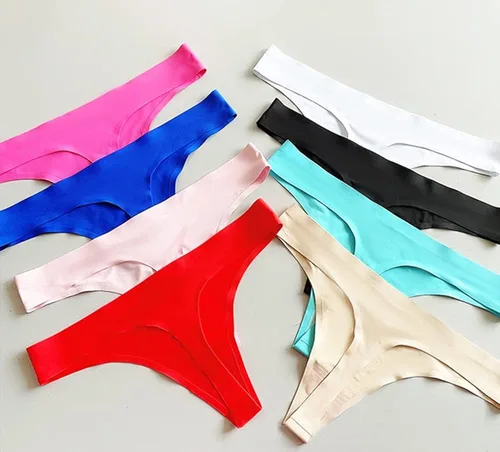 Vista 2 de Tangas deportivas sin costuras para mujer ropa interior de yoga de seda de hielo paquete de 5