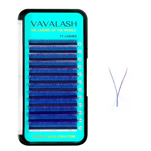 Vista 21 de VAVALASH Extensiones de pestañas en Y, rizo C, 0.002 in, 0.315-0.591 in, bandeja mixta, volumen 4D, extensiones de pestañas tipo YY, extensiones