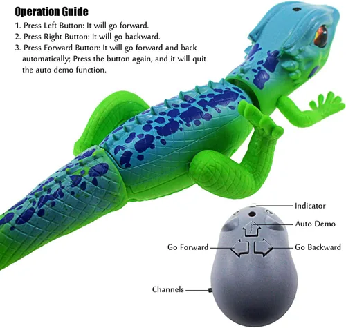 Vista 2 de Tipmant Lagarto RC Control remoto Animal Camaleón falso realista Crawlers Vehículo Truco de Halloween Navidad Broma Juguetes Cumpleaños Niños (Verde)