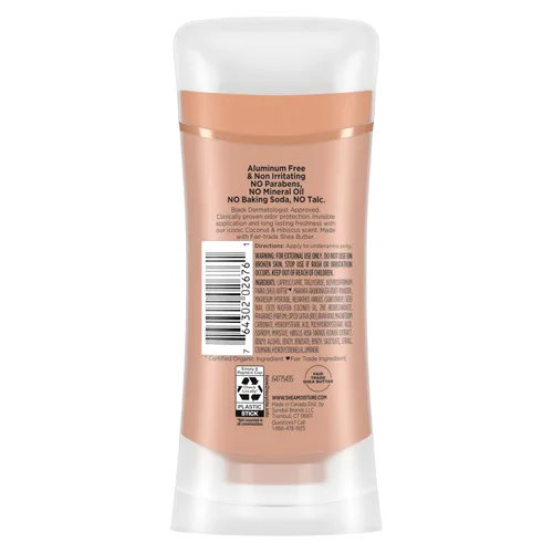 Vista 2 de SheaMoisture - Desodorante en barra 72h Control de olores coco e hibisco fresco sin aluminio, 2.6 onzas
