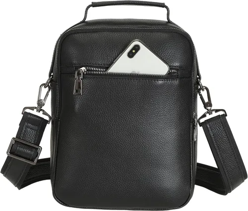 Vista 8 de Polare - Bolso de mensajero de cuero italiano de grano completo, estilo vintage, bolso cruzado al hombro, estilo casual, bolso de negocios
