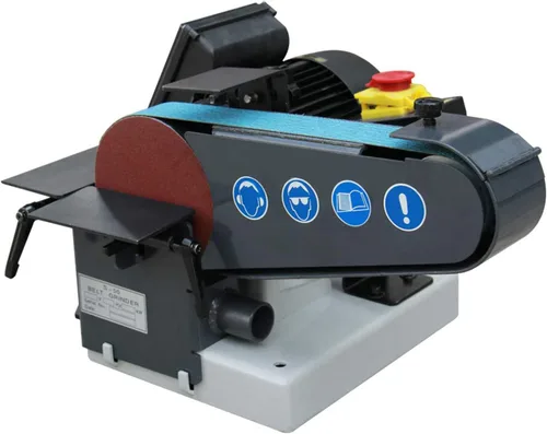 Vista 8 de KAKA INDUSTRIAL Amoladora de banda de 3 pulgadas x 79 pulgadas Motor 4HP 220V, cabeza ajustable, base de hierro fundido Amoladora de banda