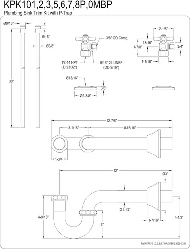Vista 8 de Kingston Brass KPK107P Trimscape Kit de suministro de fontanería combinado, latón cepillado Cobrizo cepillado