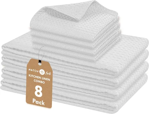 Vista 17 de Native Fab Juego de 8 toallas de cocina y paños de cocina, absorbentes, duraderos, de secado rápido para limpiar, cocinar, hornear, ideal