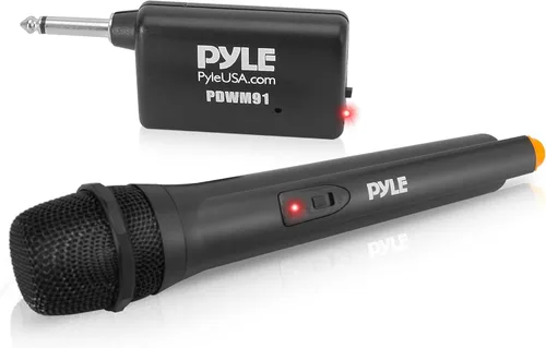 Vista 8 de Pyle Sistema de Micrófono Inalámbrico VHF Portátil - Conjunto Transmisor de Micrófono Dinámico Unidireccional de Mano Profesional Operado por Negro