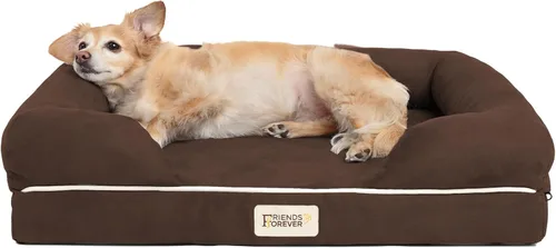Vista 23 de Friends Forever - Cama ortopédica para perros medianos, cama de espuma viscoelástica impermeable para perros M con funda extraíble y lavable, gris