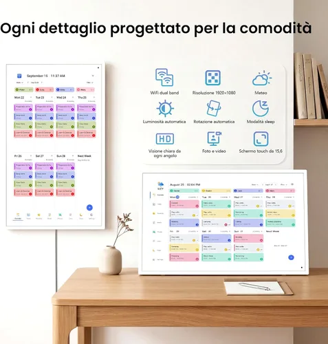Vista 6 de Calendario digital de planificación programada, tabla de tareas y recompensas para padres e hijos, 1920 x 1080P, pantalla táctil interactiva Full
