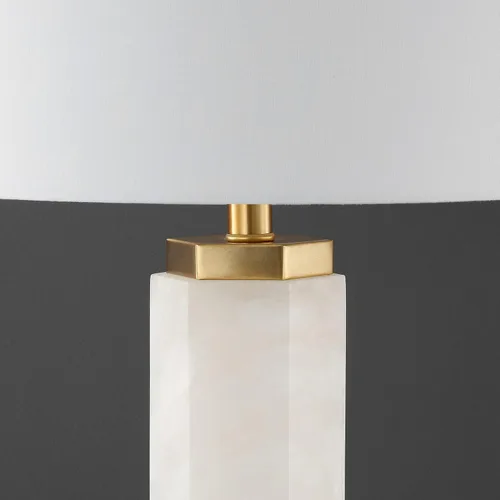 Vista 3 de SAFAVIEH Couture Lighting Collection Lynsey - Lámpara de mesa hecha a mano con alabastro dorado/blanco de 29 pulgadas