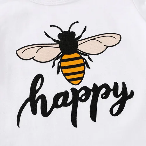 Vista 5 de YOUNGER TREE - Conjunto de ropa para bebés y niñas, camiseta de sandía y pantalones cortos de lino con cinturón, conjunto de verano lindo Abeja feliz