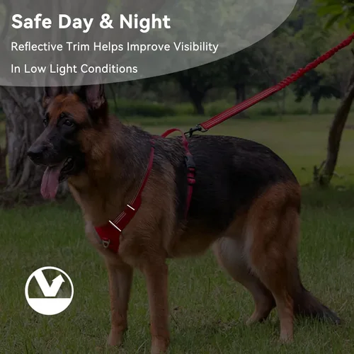 Vista 8 de Arnés para perro sin tirones, chaleco ajustable con clips de correa de metal delanteros y traseros, reflectante para paseos nocturnos seguros