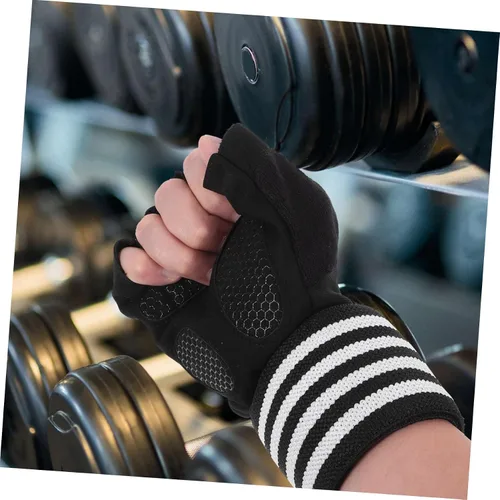 Vista 6 de Anti-Skid Half-Finger Workout Gloves for Men and Women Breathable Fitness Gloves with Sweat Absorption for Outdoor Cycling Weightlifting and Gym