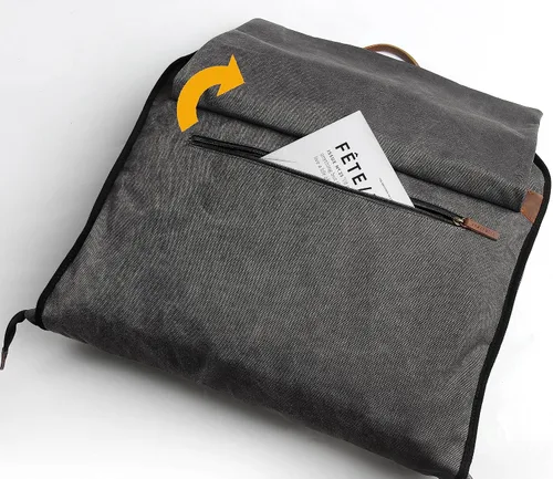 Vista 5 de TRITOUR Garment Bags for Travel Leather Canvas Suit Bag with Extended Design Computer Compartment